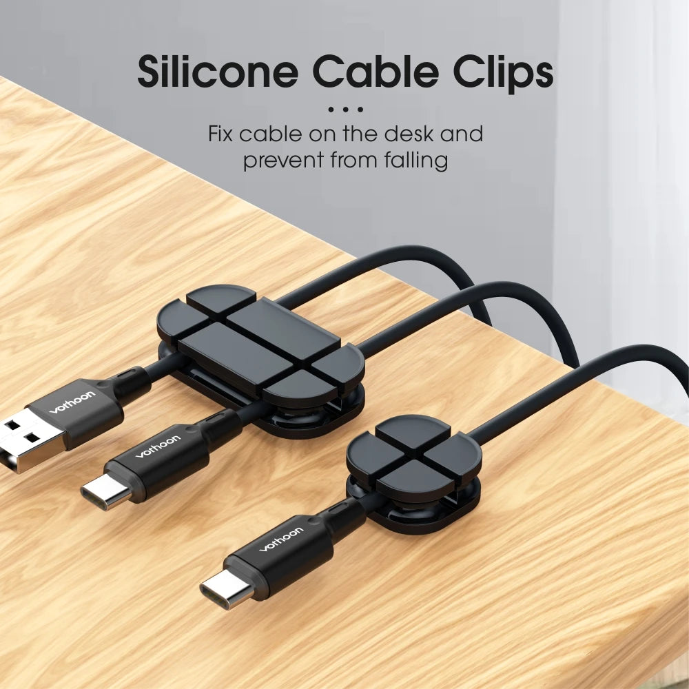 Vothoon Cross Cable Organizer Clip Silicone USB Cable Winder Flexible Cable Management Clips Cable H