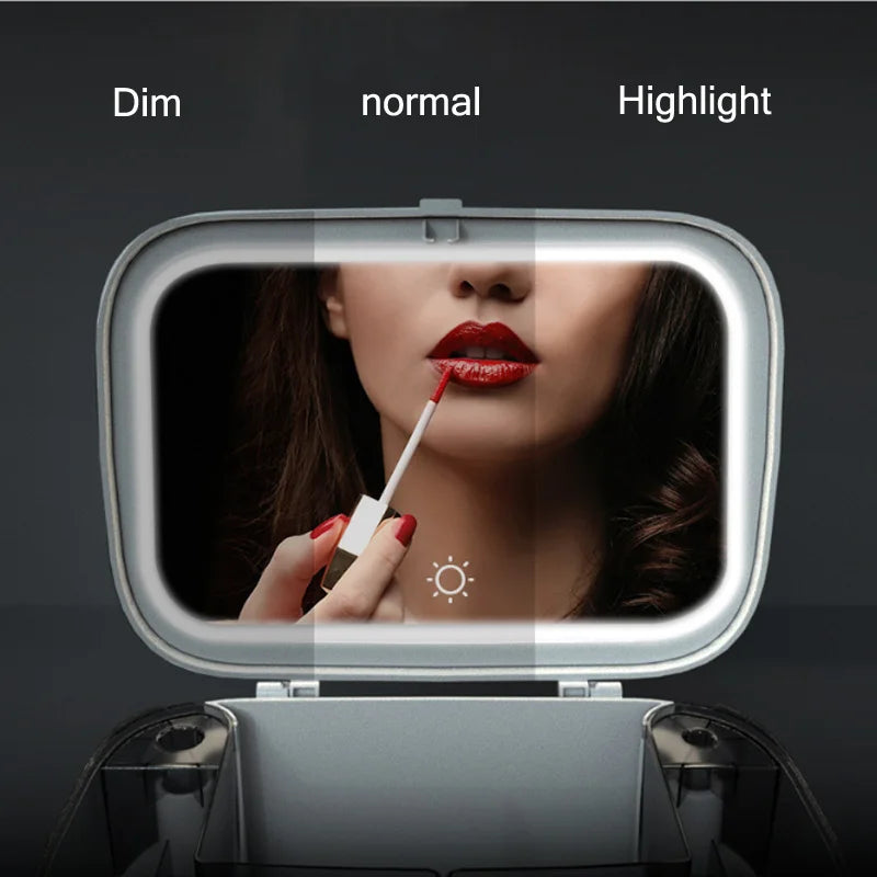 LED Makeup Mirror With Light Cosmetic Storage Box Lipstick Finishing Box Drawer Type Vanity Mirror Skin Care Product Storage Box