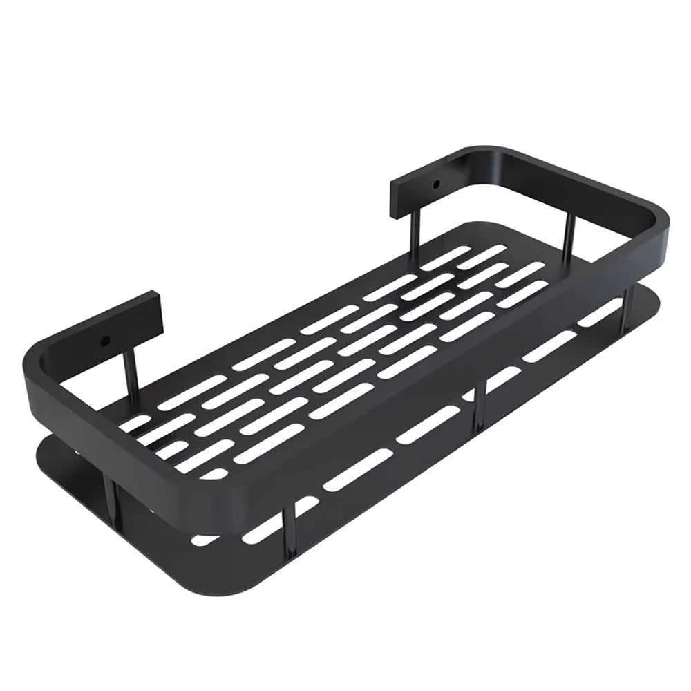 Minimalist bathroom black aluminum alloy triangular rectangular non perforated bathroom storage corn