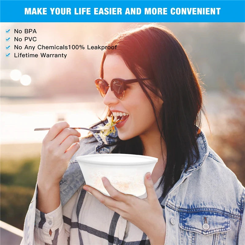 Silicone Food Storage Containers Set Fresh Bowl Cup Bag Reusable Stand Up Zips Shut Bag Fruit Vegeta