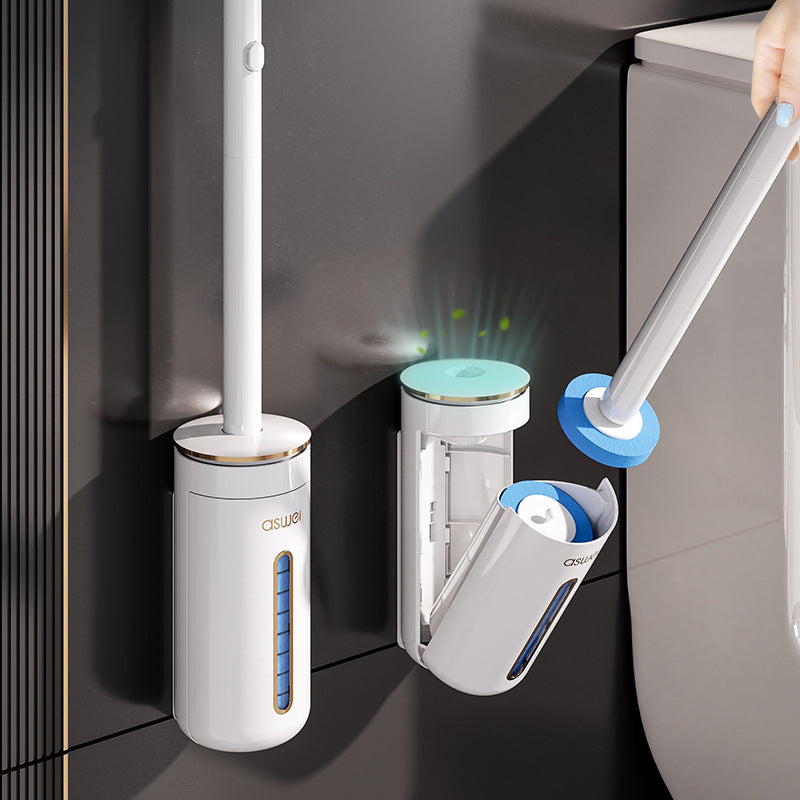Wall-Mount Toilet Brush with Refill Heads