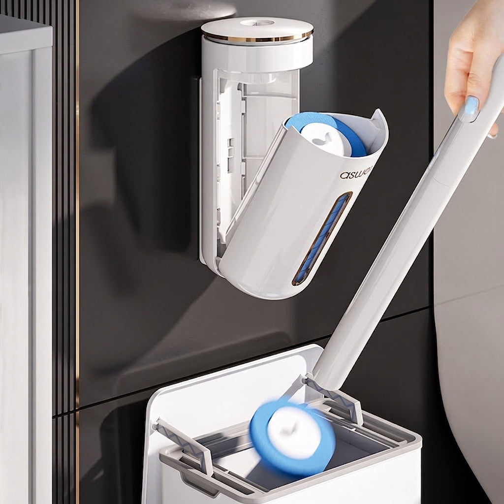 Wall-Mount Toilet Brush with Refill Heads