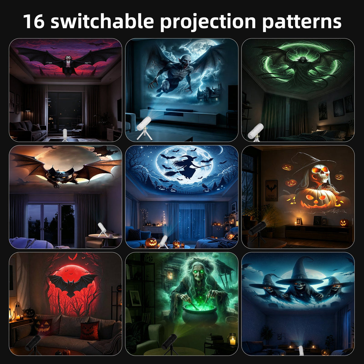 Halloween LED Projector Light, Telescope Shape Built In Battery Projector Lamp