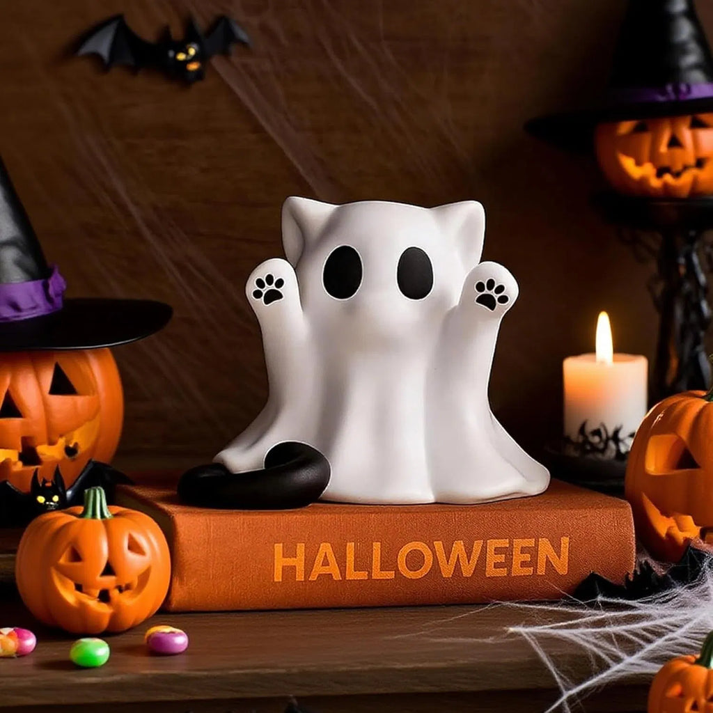 Halloween Ghost Figurine, Spooky Resin Ghost Statue, Cute Ghost Halloween