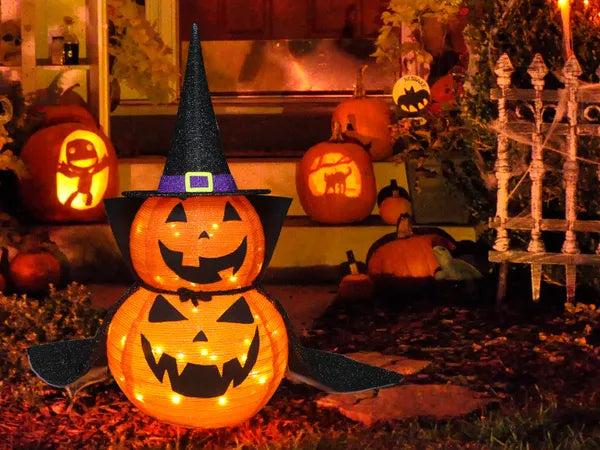 3FT Halloween Collapsible Pumpkin Decoration, 50 LED Pop-Up Pumpkin Lamp With