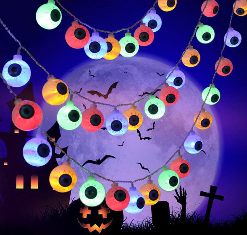 Halloween LED Eyeball Light String 10 Pcs LED Ghost Eye Light Warm Cold