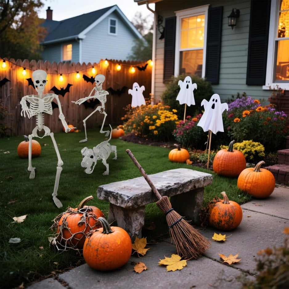 Lighted Human Dog Skeleton Halloween Decorations Outdoor Indoor 36 Inch