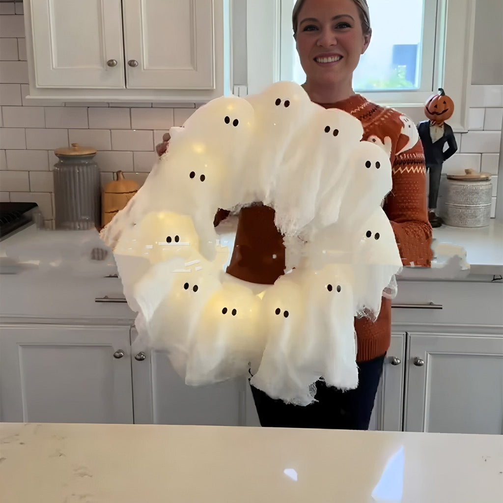 Halloween Decorations Ghost Wreath Cute Ghost Halloween Door Sign For Door