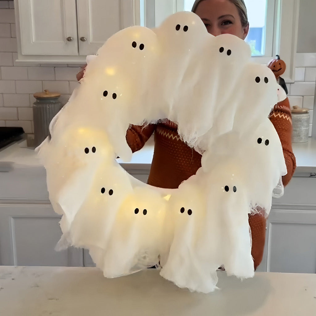 Halloween Decorations Ghost Wreath Cute Ghost Halloween Door Sign For Door