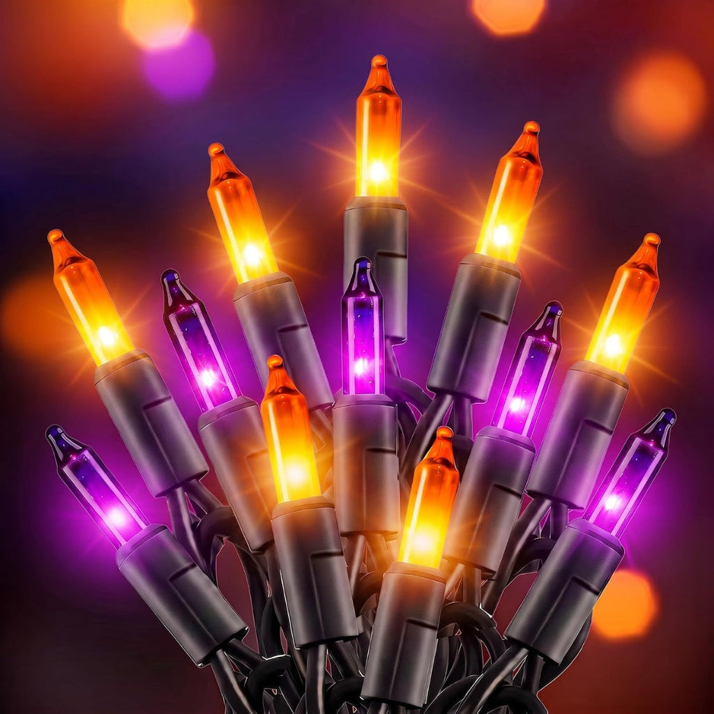 20FT Purple Orange Halloween Lights For Outdoor Indoor Decorations Incandescent