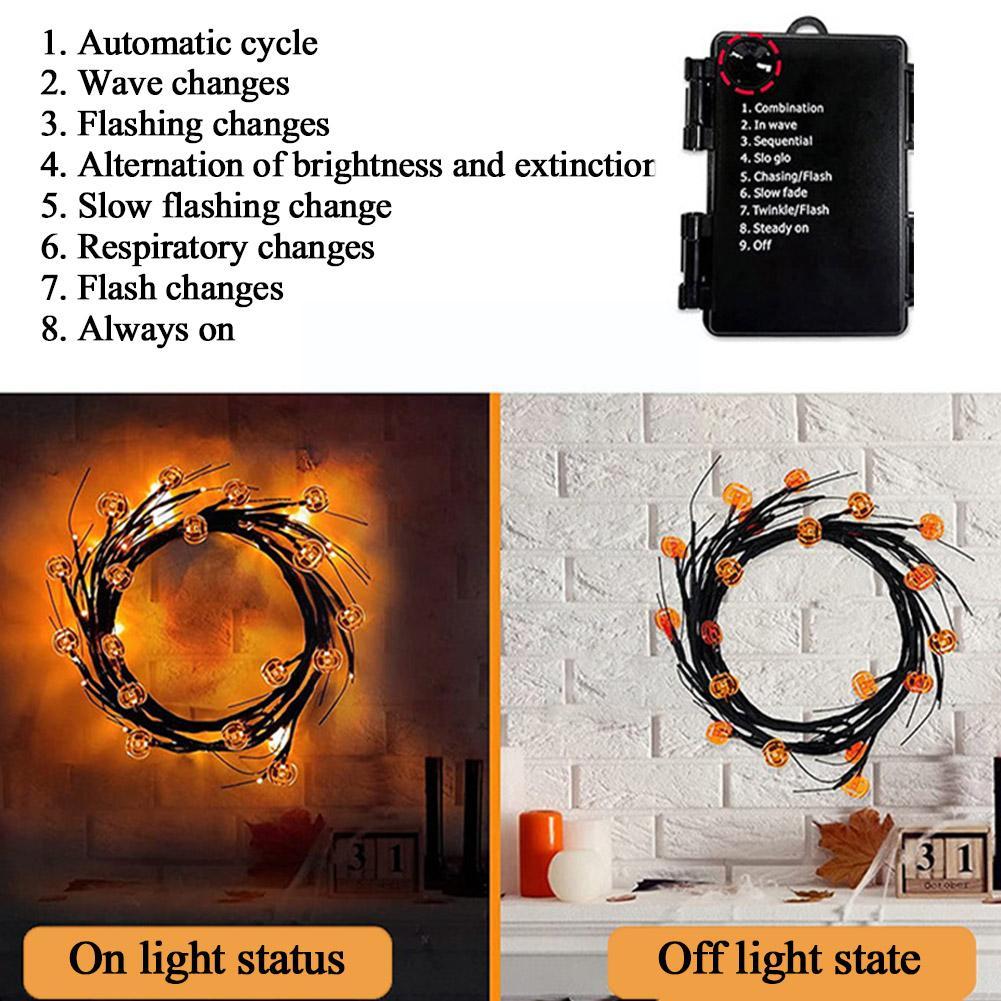 Halloween LED Willow Vine String Light Cool Cartoon Bat Pumpkin Decoration For