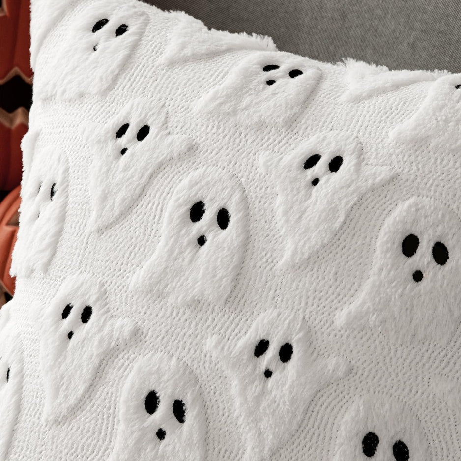 White Cute Ghost Halloween Pillow Covers 18x18 Set Of 2 Spooky Aesthetic Throw