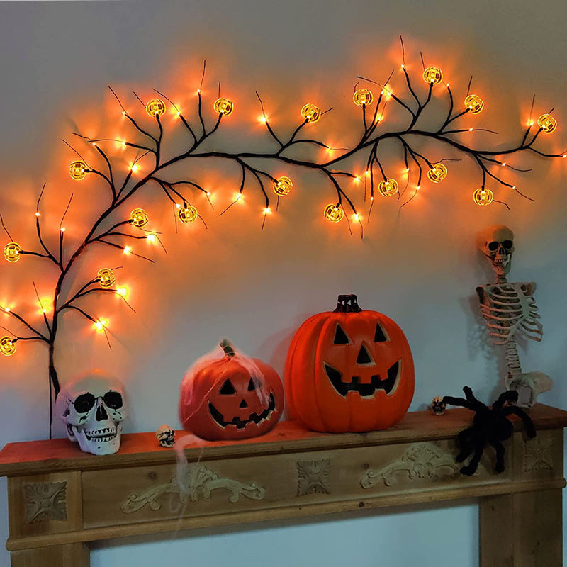 Halloween LED Willow Vine String Light Cool Cartoon Bat Pumpkin Decoration For