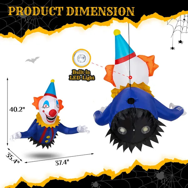 3.3 FT Halloween Inflatable Clown Broke Out From Window Outdoor Decorations