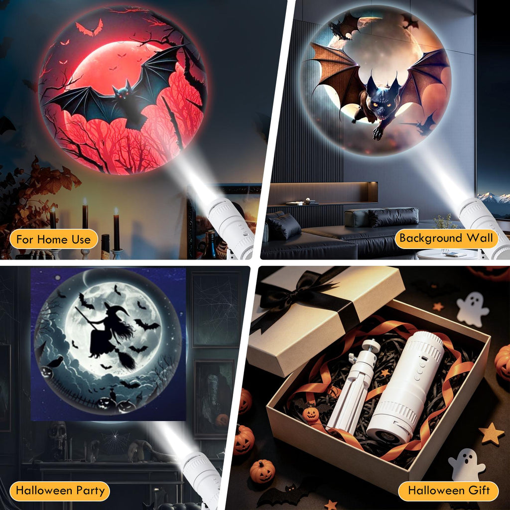 Halloween LED Projector Light, Telescope Shape Built In Battery Projector Lamp