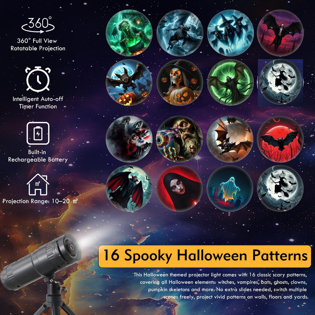 Halloween LED Projector Light, Telescope Shape Built In Battery Projector Lamp