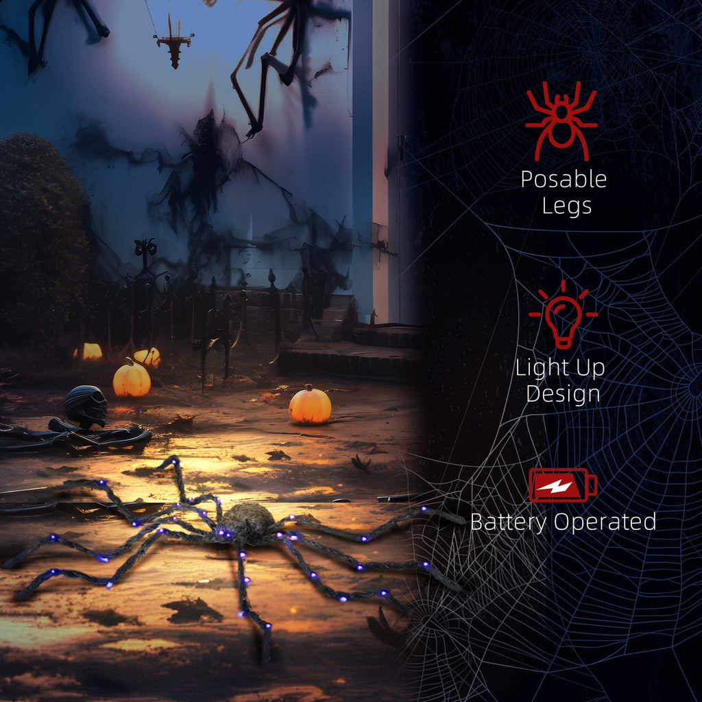 3.25" Halloween Prop Light-up Oversized Spider, Outdoor Halloween Decoration
