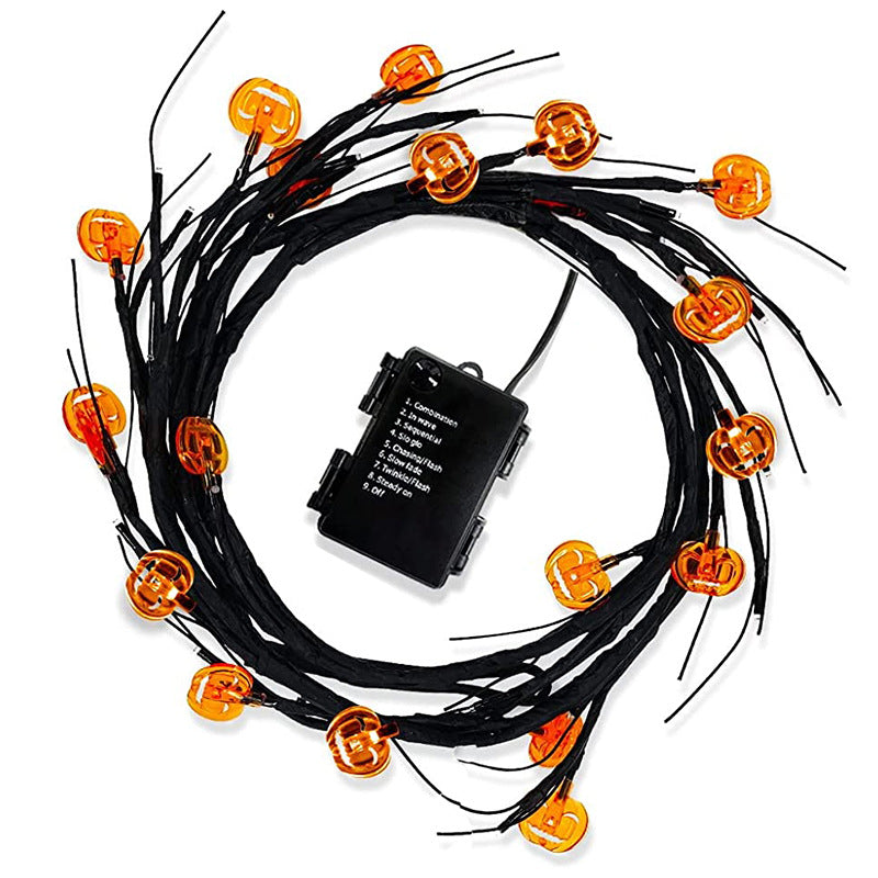 Halloween LED Willow Vine String Light Cool Cartoon Bat Pumpkin Decoration For