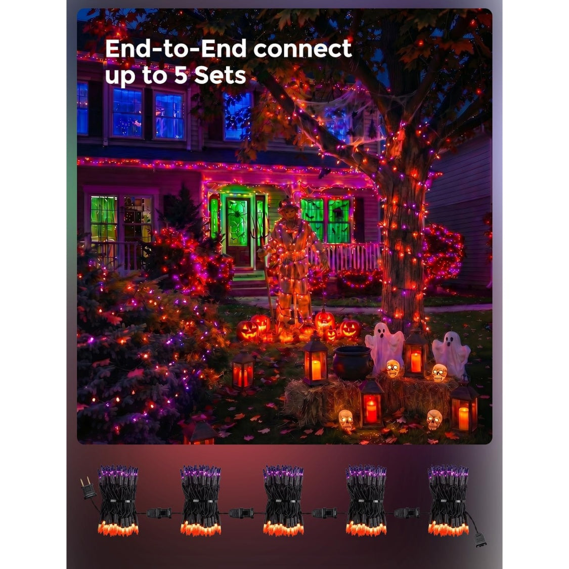 20FT Purple Orange Halloween Lights For Outdoor Indoor Decorations Incandescent