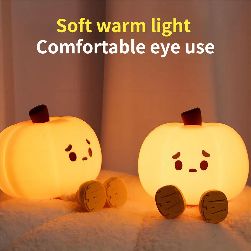 Home Decor Halloween Pumpkin Night Light Cute Soft Silicone Lamp Touch Dimmable