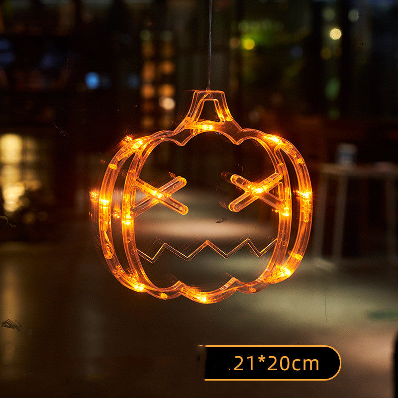 Halloween Window Hanging LED Lights Spider Pumpkin Hanging Ghost Horror