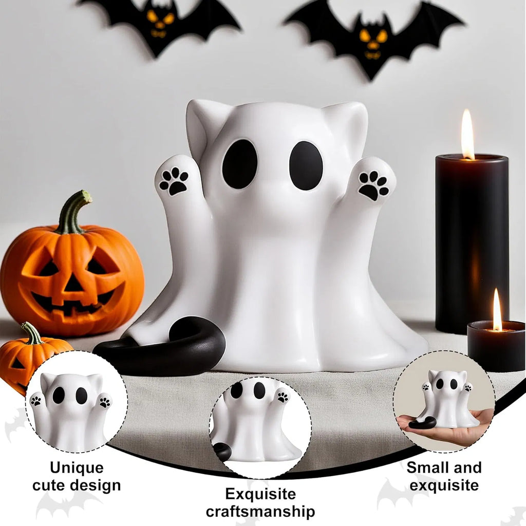 Halloween Ghost Figurine, Spooky Resin Ghost Statue, Cute Ghost Halloween