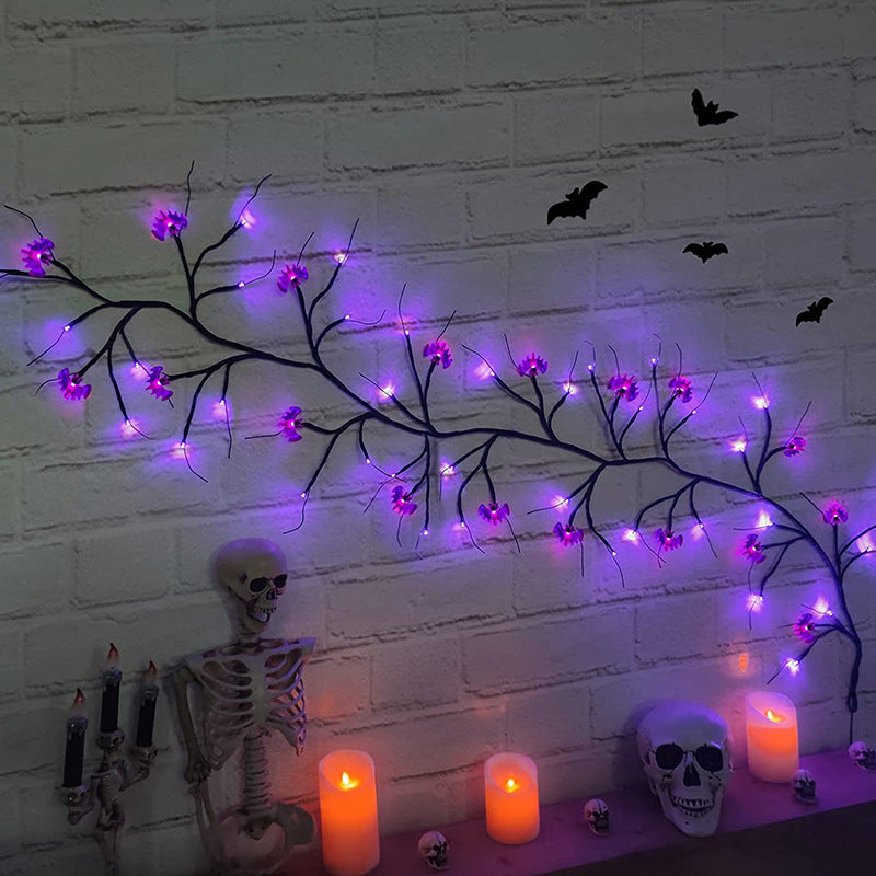 Halloween LED Willow Vine String Light Cool Cartoon Bat Pumpkin Decoration For
