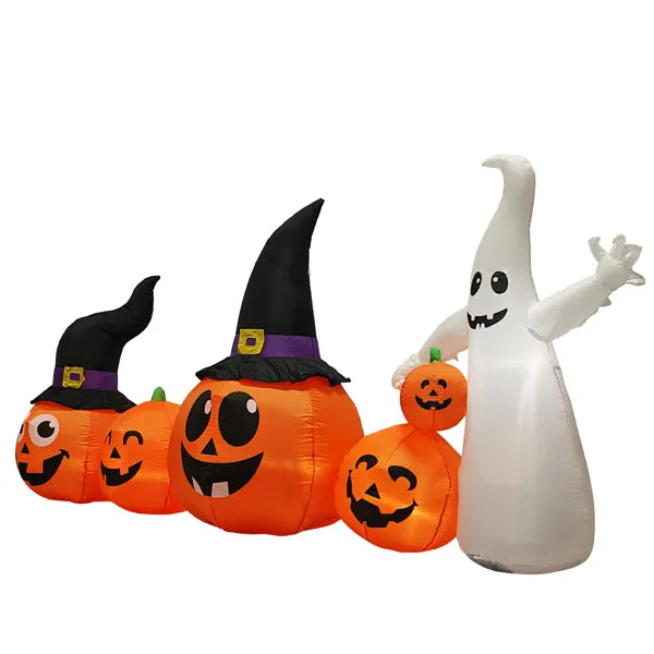8FT Long Halloween Inflatables Pumpkins Ghost Outdoor Decorations, Blow Up Yard