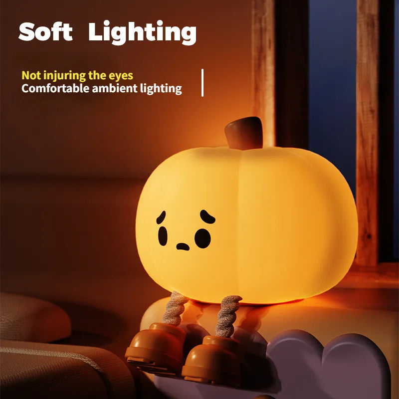 Home Decor Halloween Pumpkin Night Light Cute Soft Silicone Lamp Touch Dimmable