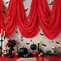 600 X 80 Inch Red Halloween Creepy Cloth, Spooky Gauze Fabric For Yard, Outdoor