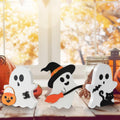 3 Pack Halloween Decorations, Cute Ghost Tabletop Decor, Wooden Tiered Tray