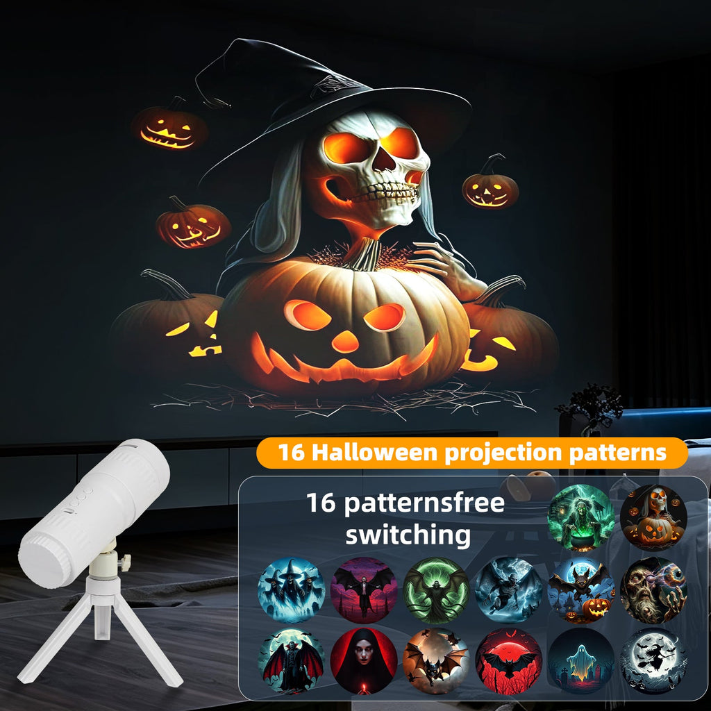 Halloween LED Projector Light, Telescope Shape Built In Battery Projector Lamp