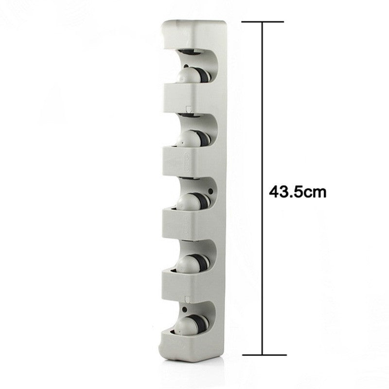 Wall-Mount Broom and Tool Holder, 5-Slot Garage Organizer