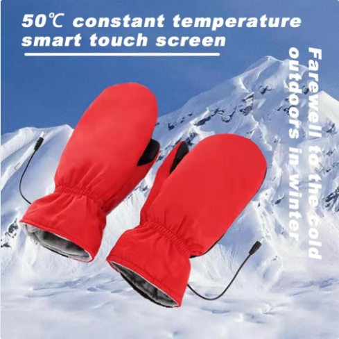 USB heated windproof gloves red
